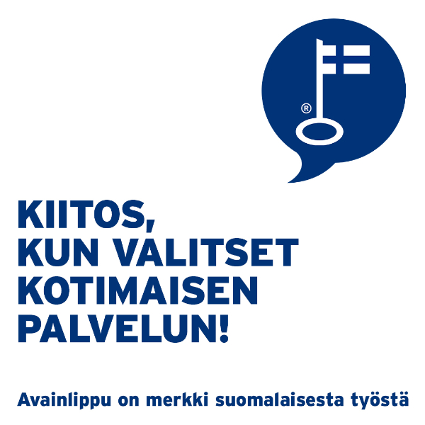 Kiitos, kun valitset kotimaisen palvelun! Avainlippu on merkki suomalaisesta työstä.